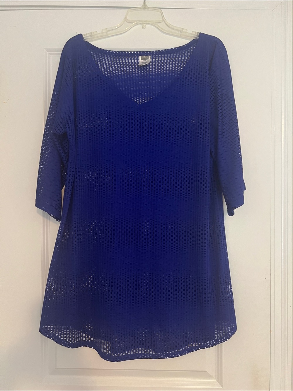 Swim Cover Up -Sheer Knit Tunic Top - Royal Blue